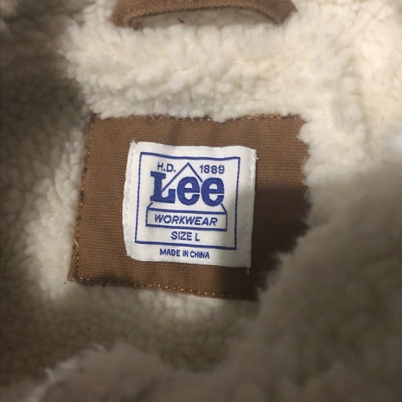 Vintage Lee Workwear Vest Men's Large Brown Sherpa Full Zip Cargo Outdoor - Picture 2 of 8